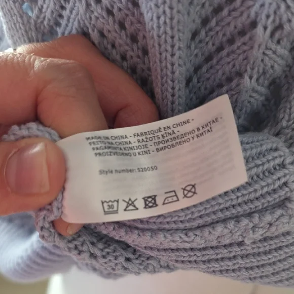 Garcia Knit Button Front Vest – Light Blue Pointelle – Size L - Picture 5 of 8